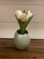 Real-Touch White Tulips in Broken Egg Iridescent Vase - Green