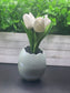 Real-Touch White Tulips in Broken Egg Iridescent Vase - Green