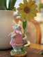 Sweet Bunny Holding Large Daisy With Beautiful Glitter Shimmer Finish