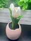 Real-Touch White Tulips in Iridescent Vase - Blush