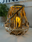 Rattan Candle Lantern with Rope Handle