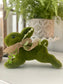 Green Mossy Leaping Bunny w/Burlap Bow