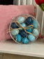 Set of 12 Beautiful Blue Eggs in Charming Metal Basket