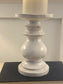 White Resin Distressed Candlestick