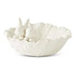12 INCH ANTIQUED WHITE DOLOMITE CABBAGE BOWL W/RABBITS