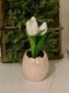 Real-Touch White Tulips in Iridescent Vase - Blush